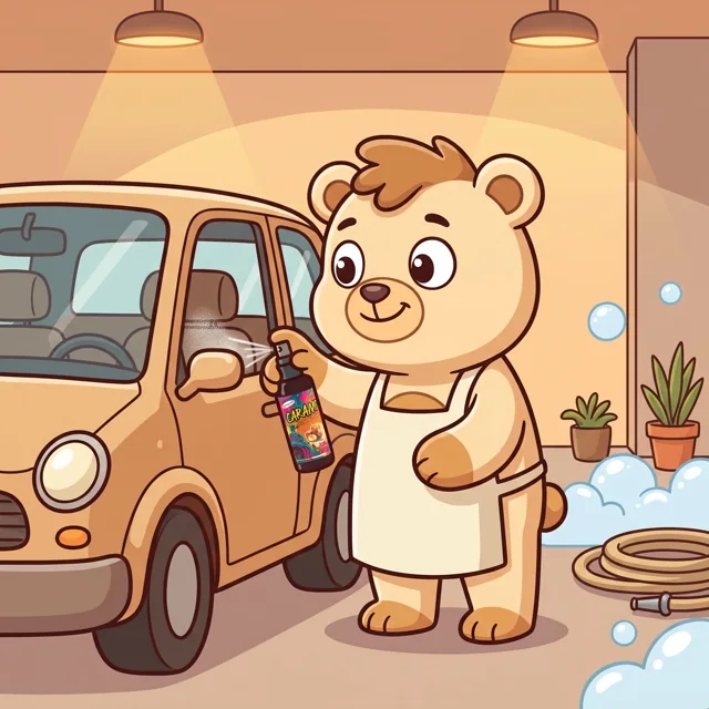 Yumo spruzza dentro un'auto appena lavata